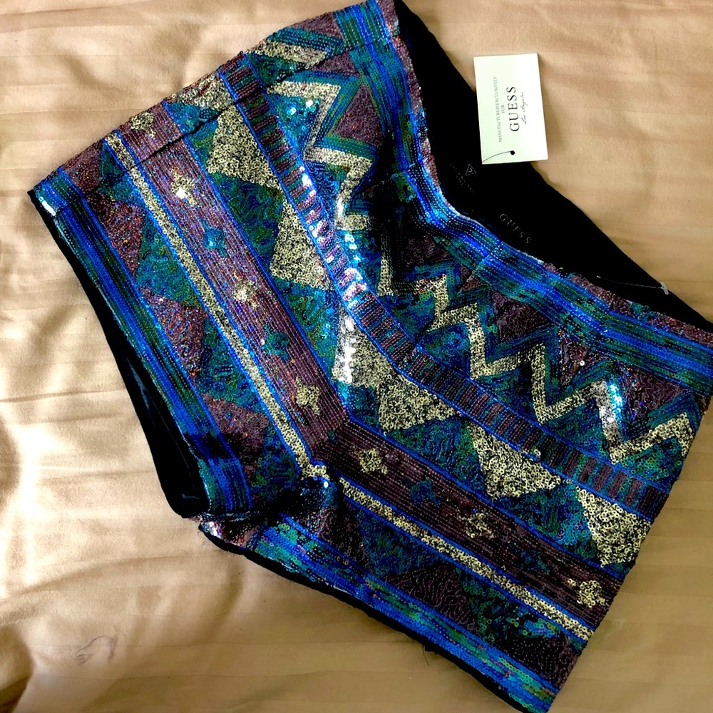 Guess Sequined mini shorts. NWT